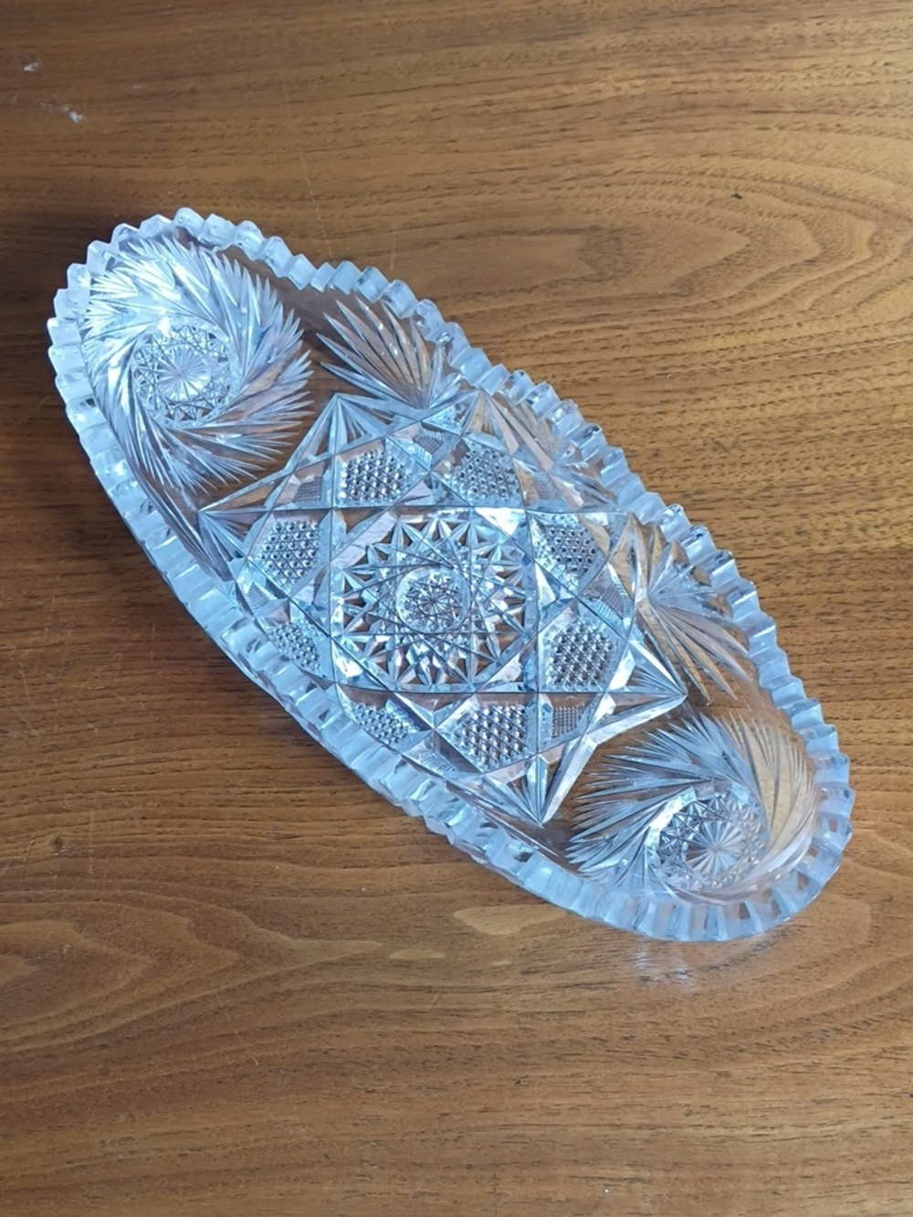 Antique Cut Glass Oblong Dish